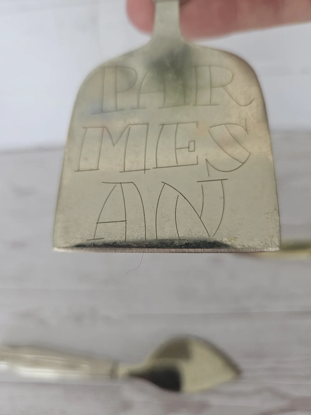 Anthropologie Savoie Cheese Knives Set of 3 – Hand-Stamped Brass, Vintage Style